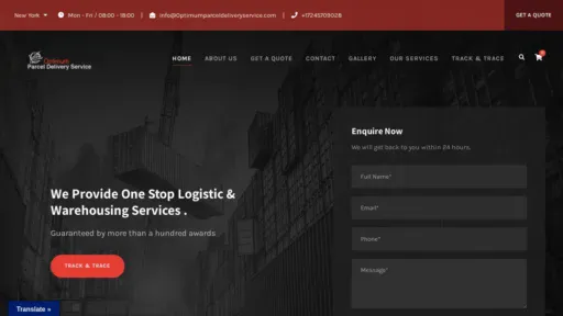 A screenshot of Optimumparceldeliveryservice.com