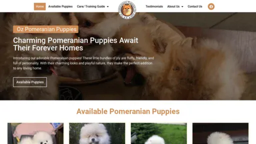 A screenshot of Ozpomeranianpuppiesforsale.com