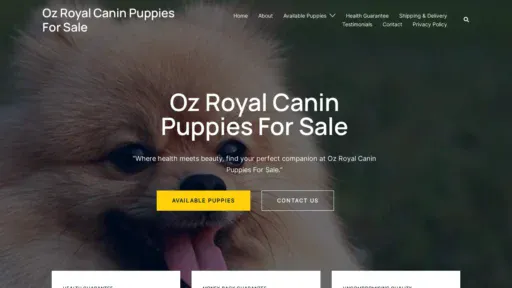 A screenshot of Ozroyalcaninpuppiesforsale.com