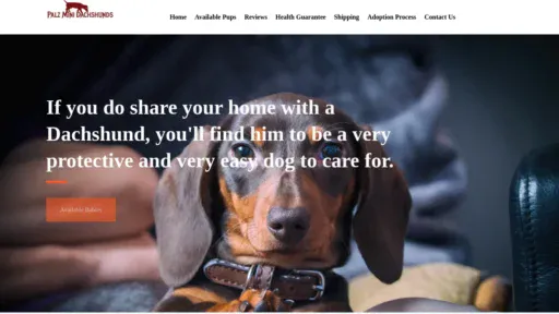 A screenshot of Palzminidachshunds.com