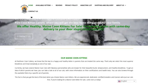 A screenshot of Pantheonmainecoons.com