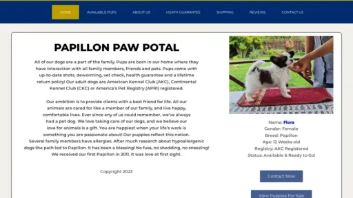 A screenshot of Papillonpawpotal.com