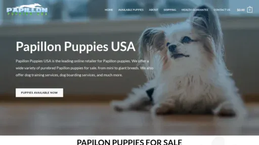 A screenshot of Papillonpuppiesusa.com