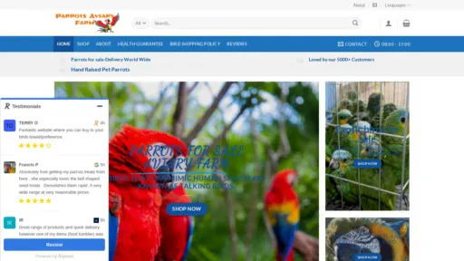 A screenshot of Parrotsaviaryfarm.co.uk