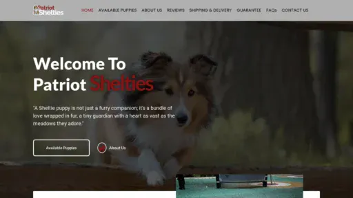 A screenshot of Patriotshelties.com
