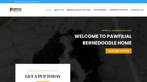 A screenshot of Pawfilialbernedoodlepups.com