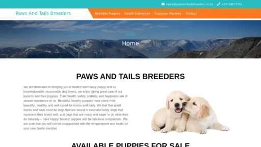A screenshot of Pawsandtailsbreeders.co.za