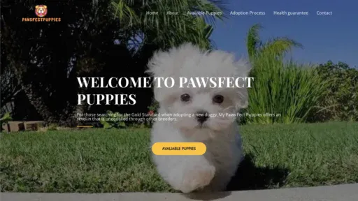 A screenshot of Pawsfectpuppies.com