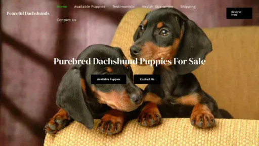 A screenshot of Peacefuldachshunds.com