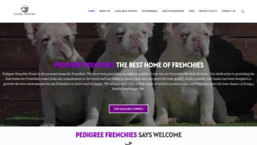 A screenshot of Pedigreefrenchies.com