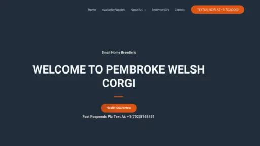 A screenshot of Pembrokewelshcorgifarm.com