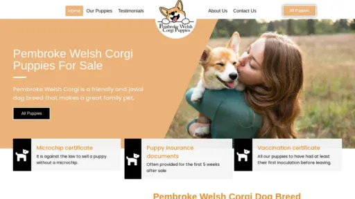 A screenshot of Pembrokewelshcorgipuppies.com