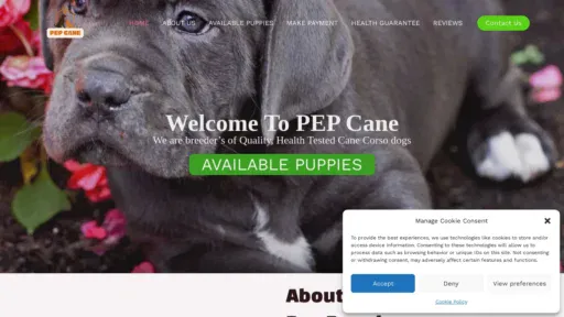 A screenshot of Pepcanecorso.com