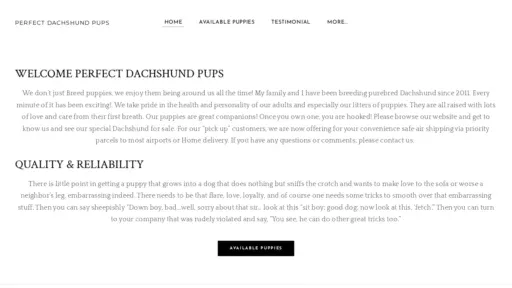 A screenshot of Perfectdachshundpups.com