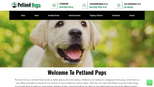 A screenshot of Petlandpups.co.za