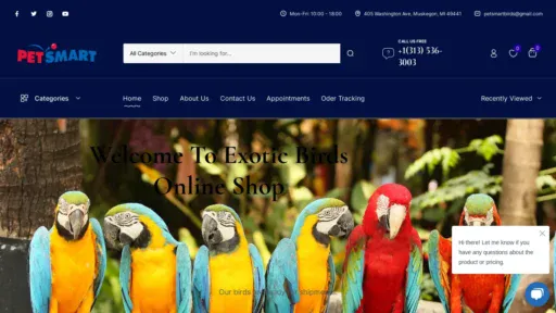 A screenshot of Petsmartbirds.com
