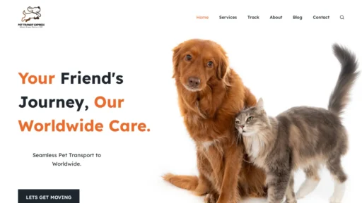 A screenshot of Pettransitexpress.com