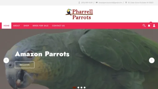 A screenshot of Pharrellparrotsworld.com