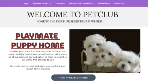 A screenshot of Playmatepuppyhome.com