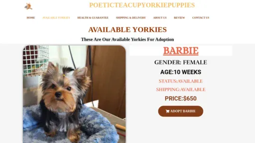 A screenshot of Poeticteacupyorkiepuppies.com