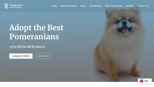 A screenshot of Pomeranianpuppbreeders.com