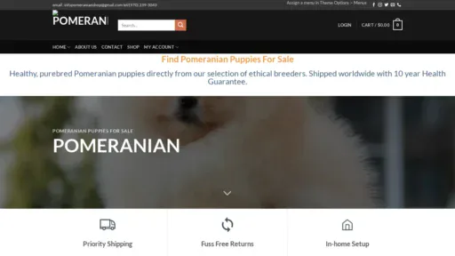 A screenshot of Pomeranianshops.com