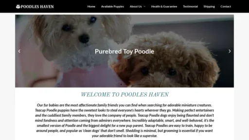 A screenshot of Poodleshaven.com