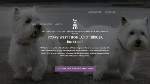 A screenshot of Poppywesthighlandterrierbreeders.com