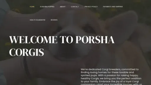 A screenshot of Porshacorgis.com