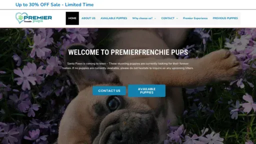 A screenshot of Premierfrenchiepups.com