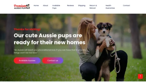 A screenshot of Premiumaussiepuppies.com