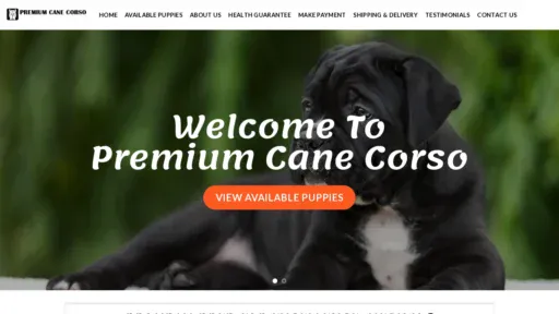 A screenshot of Premiumcanecorsopuppies.com