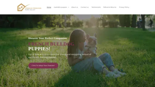 A screenshot of Premiumfrenchiespupsvalley.com
