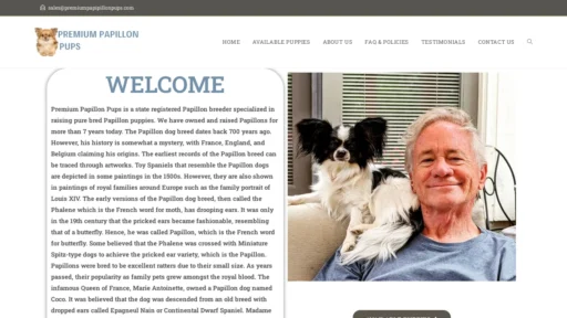 A screenshot of Premiumpapipillonpups.com