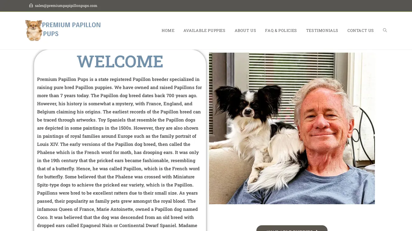 is premiumpapipillonpups.com legit? screenshot