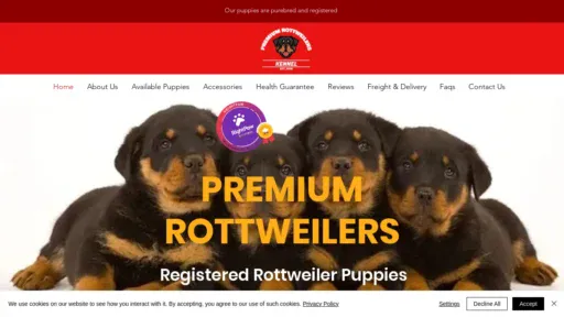 A screenshot of Premiumrottweilerz.com