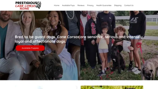 A screenshot of Prestigiouscanecorsohome.com