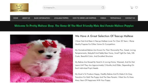 A screenshot of Prettymaltese.com