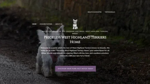 A screenshot of Pricelesswesthighlandterriershome.com