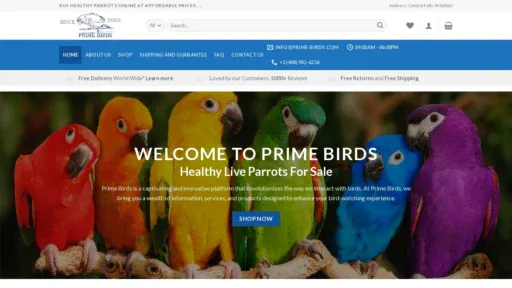 A screenshot of Prime-birds.com