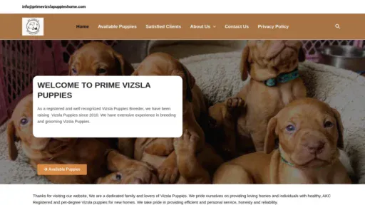 A screenshot of Primevizslapuppieshome.com