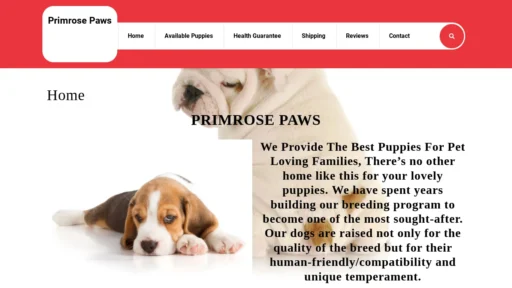A screenshot of Primrosepaws.co.za