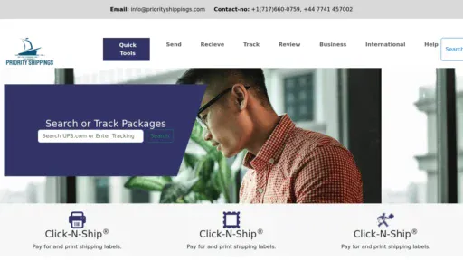 A screenshot of Priorityshippings.com