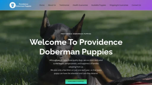 A screenshot of Providencedobermanpuppies.com