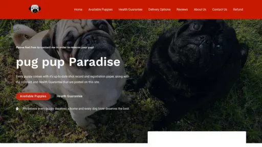 A screenshot of Pugpupparadise.com