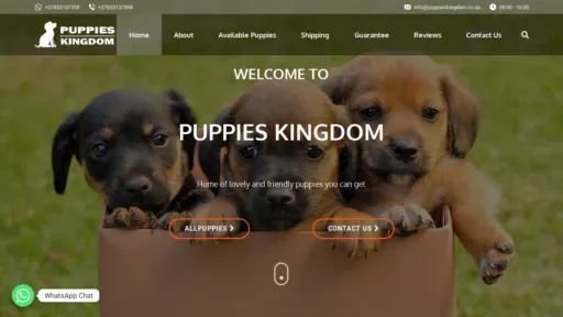 A screenshot of Puppieskingdom.co.za