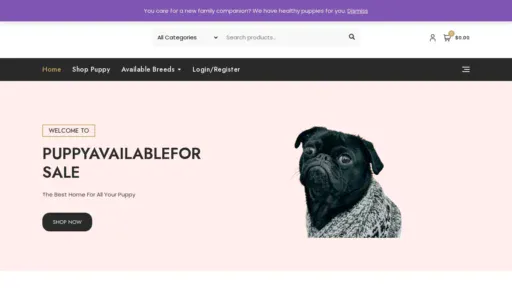 A screenshot of Puppyavailableforsale.com
