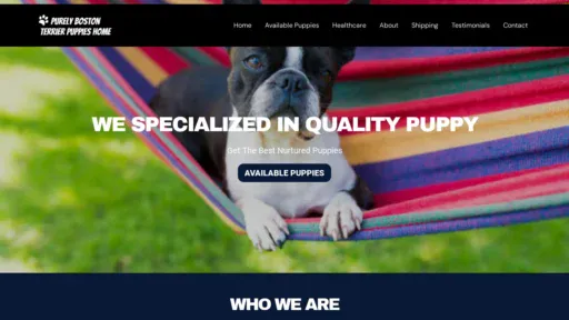 A screenshot of Purelybostonterrierpuppieshome.com