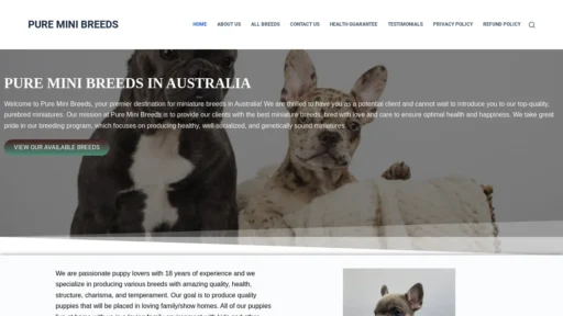 A screenshot of Pureminibreedsinaustralia.com