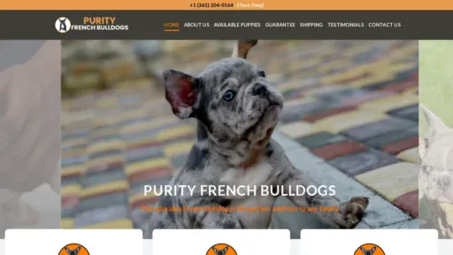 A screenshot of Purityfrenchbulldogs.com